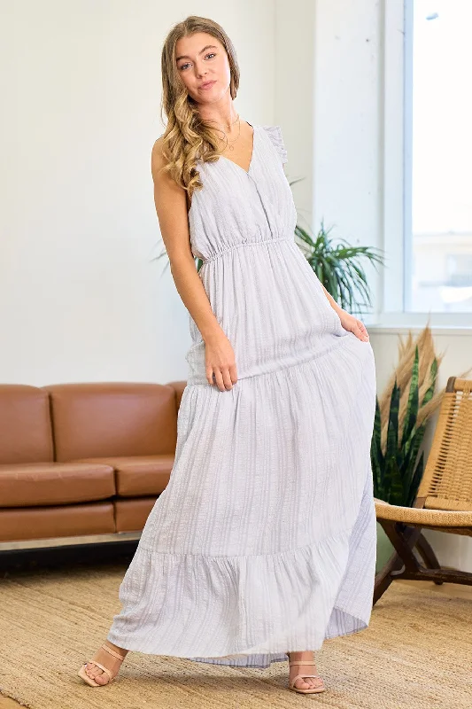 Sleeveless Surplice Tiered Maxi Dress