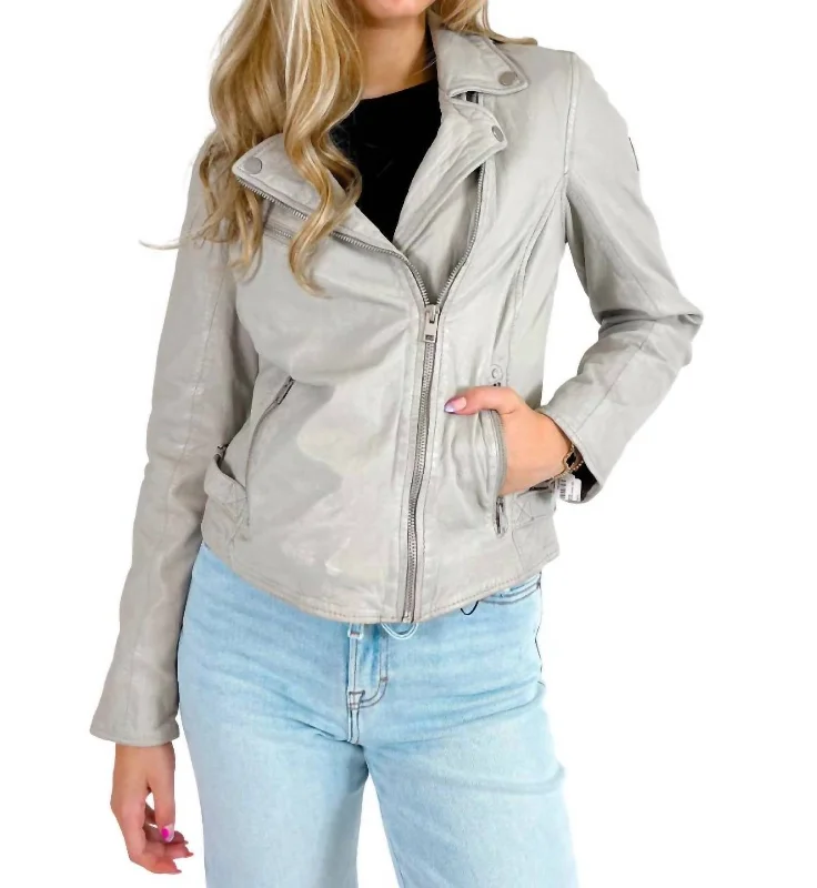 Sofia Leather Jacket In Off White