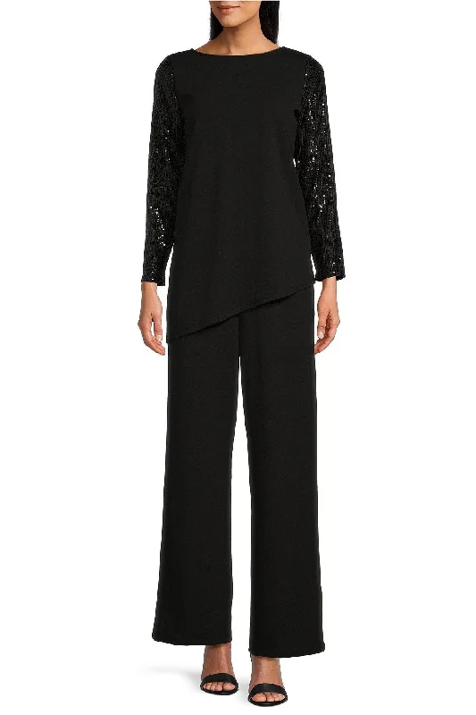 Marina  Sequin Sleeves Pullover Scuba Crepe Pant Set