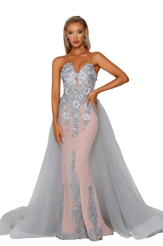 Portia and Scarlett PS6012 Long Fitted Overskirt Prom Dress