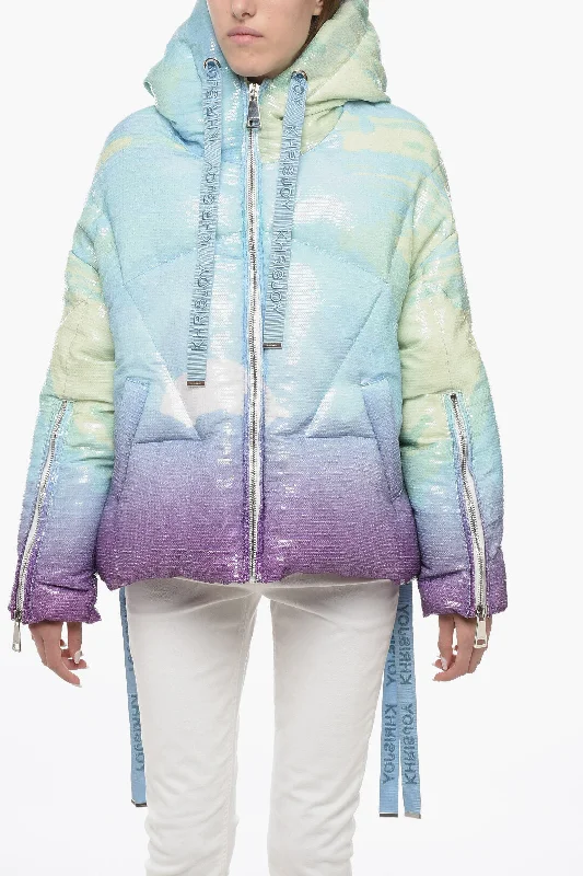 Khrisjoy Gradient SUNSET Down-Jacket with Sequined Embroideries