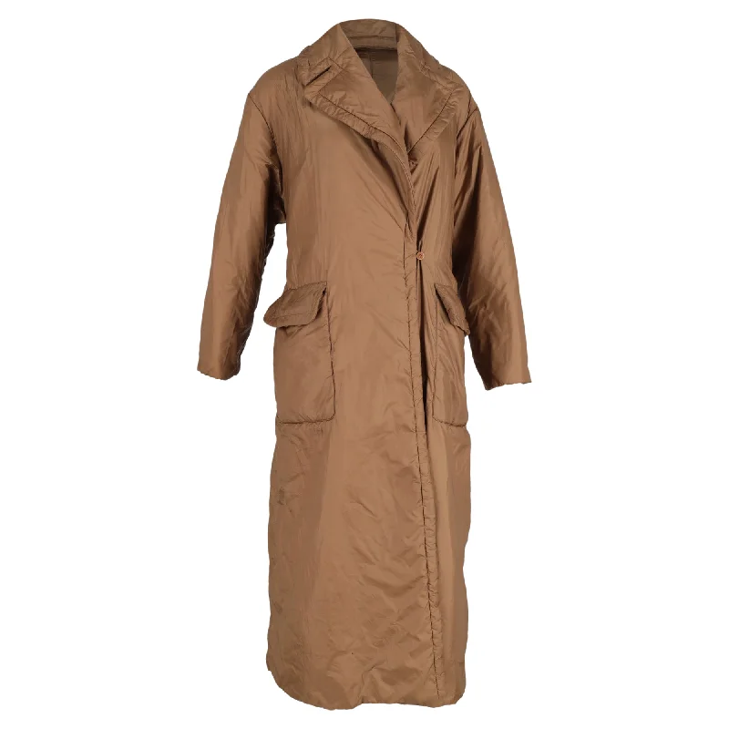 Max Mara Cube Greendi Coat with Pockets in Brown Polyamide