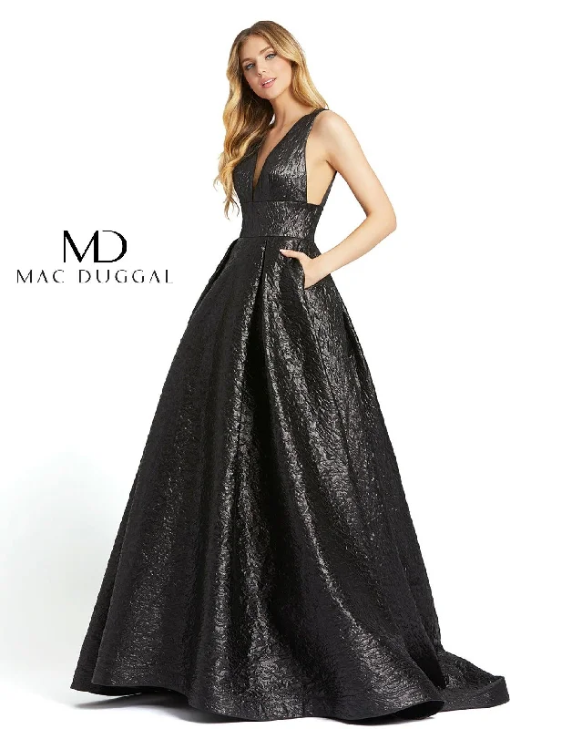 Mac Duggal 66217 Prom Long Metallic Ball Gown