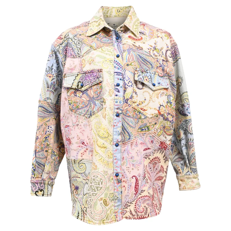 Etro Paisley Oversized Jacket in Multicolor Cotton Denim