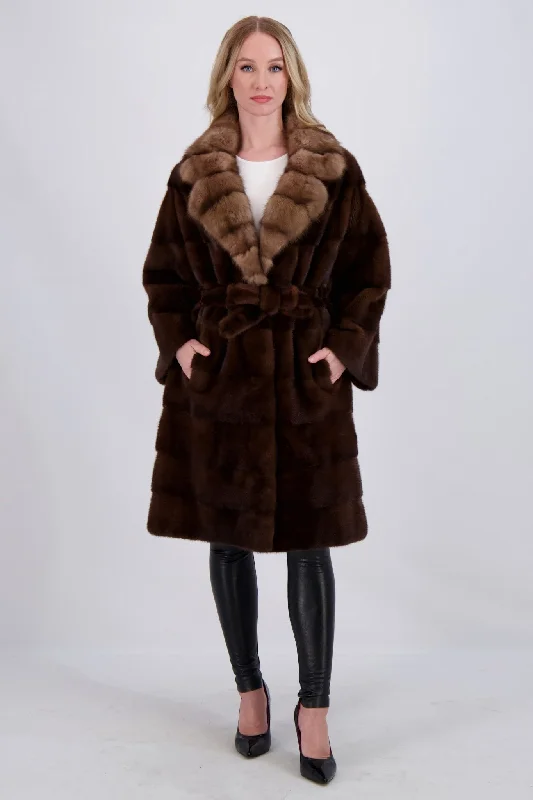 MINK JACKET WITH SABLE COLLAR, MINK BELT