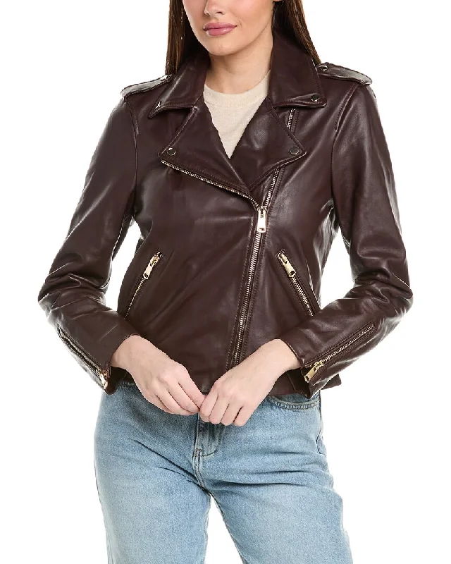 Reiss Leiya Leather Biker Jacket