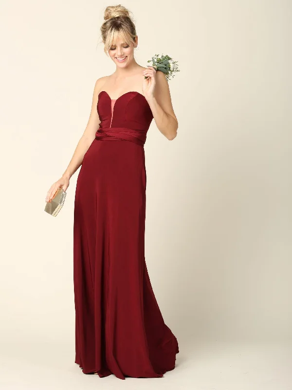 Long Formal Bridesmaids Convertible Wrap Dress