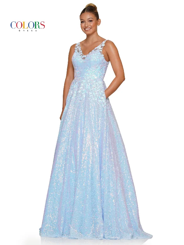 Colors 3246 Long Sleeveless Sequin Prom Ball Gown