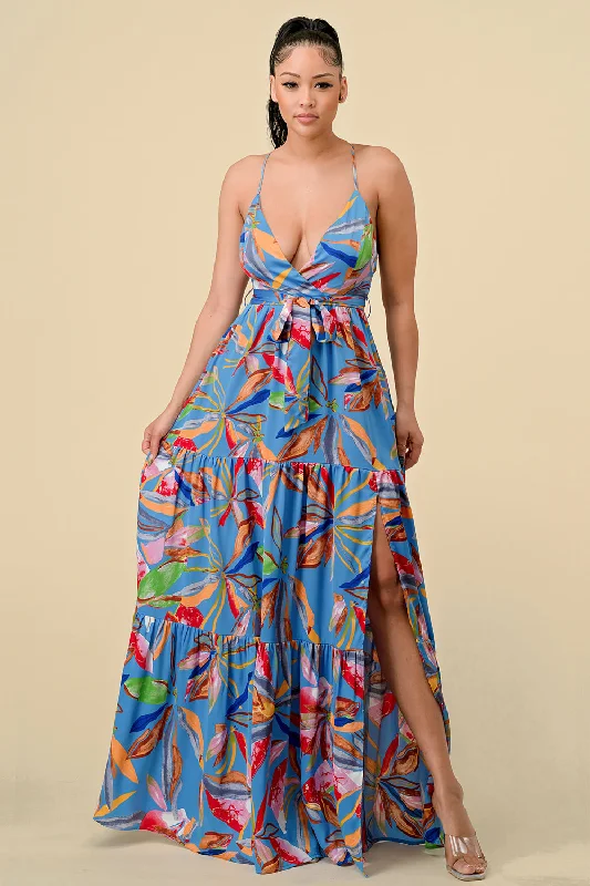 Long Floral Printed Maxi Dress