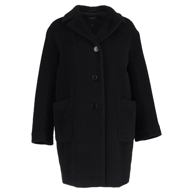 Max Mara Weekend Single-Breasted Coat in Black Wool