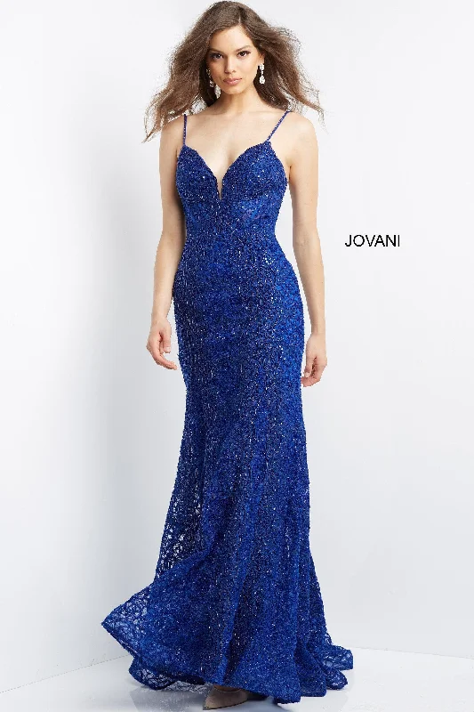 Jovani 07636 Spaghetti Strap Long Dress