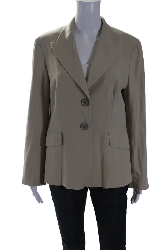 Max Mara Women's Collared Long Sleeves Line Two Button Blazer Beige