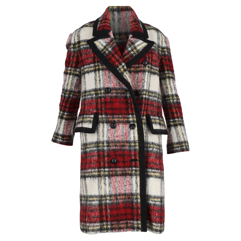 Burberry Tartan Plaid Double-Breasted Coat in Multicolor Wool