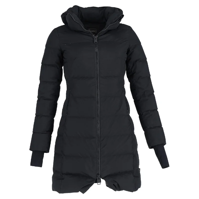 Herno Zipped Hooded Down Jacket in Black Polyester