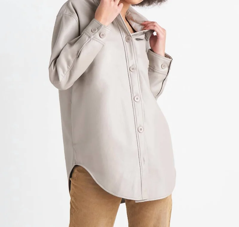 Pu Shacket In Light Taupe