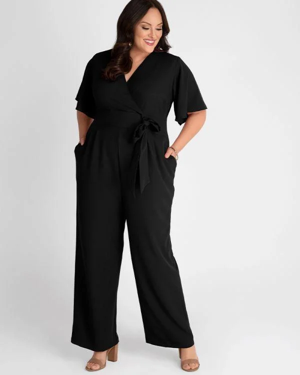 Short Sleeve Crepe Jumpsuit