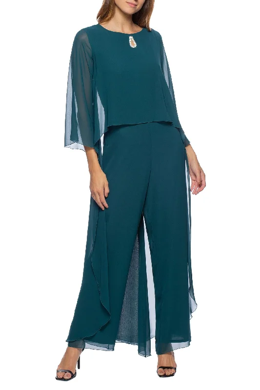 Marina  Long Popover Sleeve  Chiffon Jumpsuit