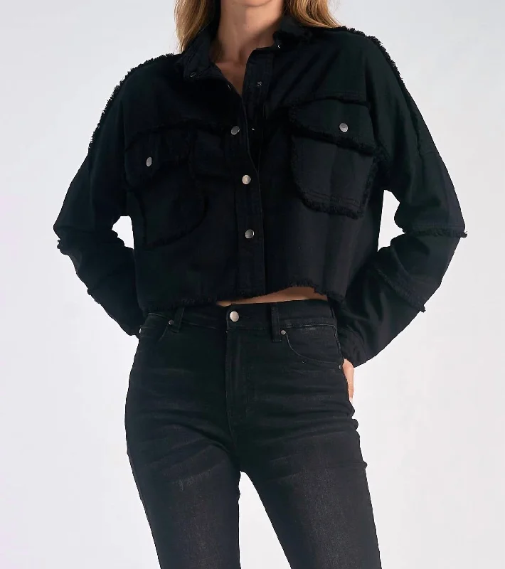 Women's Cropped Rock And Love Jacket In Black