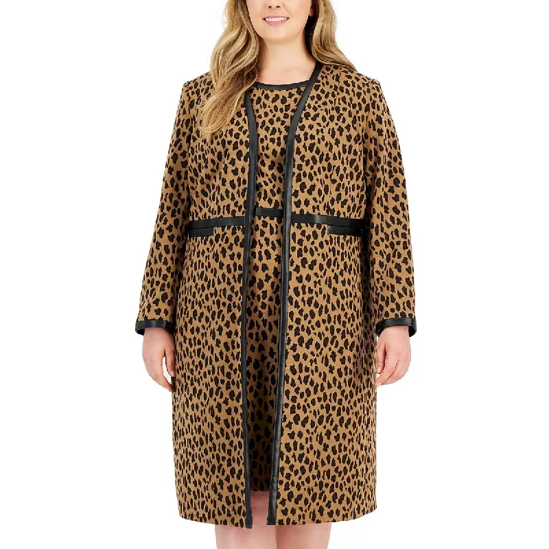 Plus Womens Animal Print Long Long Coat