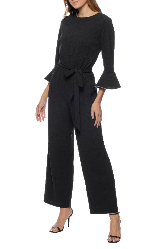 Marina  Embellished Boat Neck Crepe Jumpsuit