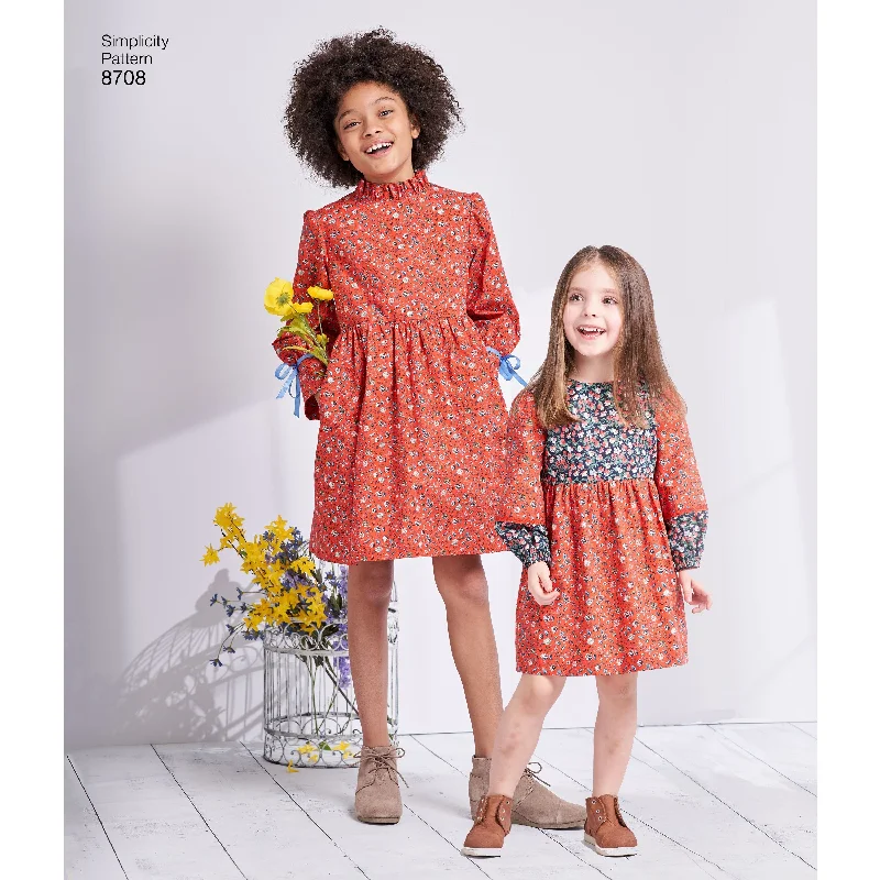 Simplicity Pattern 8708 Trimmed dresses for girls