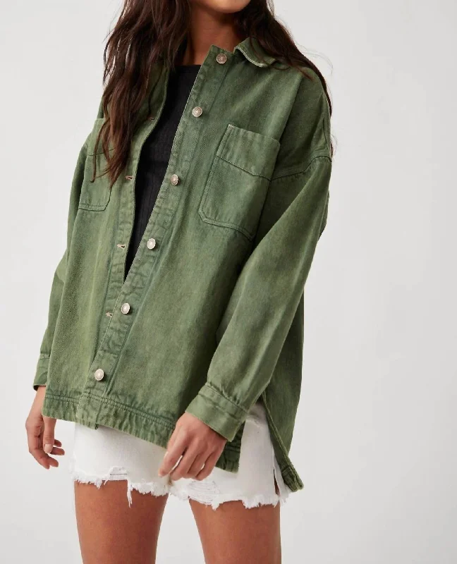 Madison City Twill Jacket In Army Green