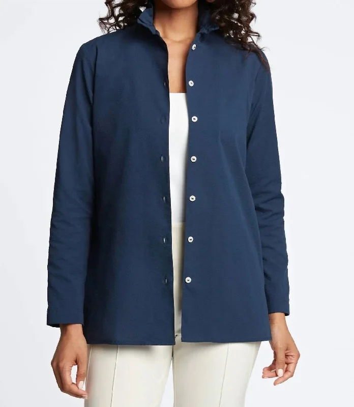 Carolina Seersucker Shirt Jacket In Navy