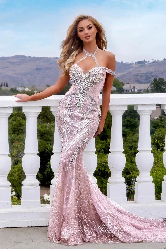 Portia And Scarlett 22956 Long Halter Prom Dress