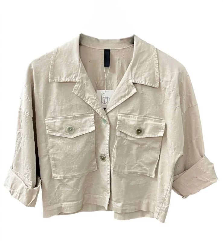 Women's Distressed Jacket In Khaki