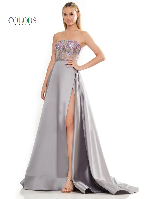 Colors 3241 Long Strapless Mikado Prom Ball Gown