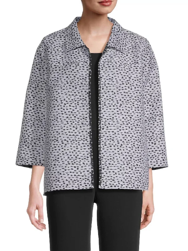 Contrast Dot Jacquard Easy Jacket In White/black