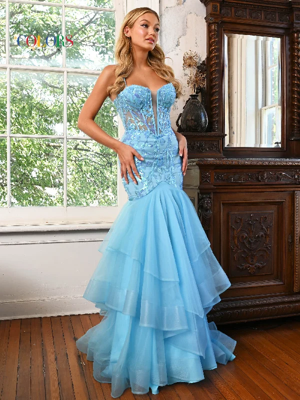 Colors 3212 Prom Long Spaghetti Strap Mermaid Formal Dress