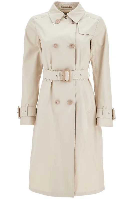 Herno Women's  Cotton Double-Breasted Trench Coat With Adjustable Sleeves