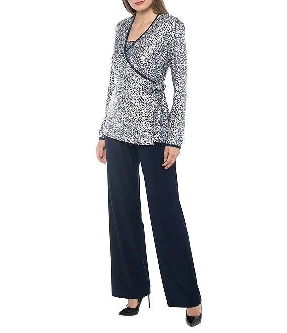 Marina Long Sleeve Formal Metallic Pant Suit