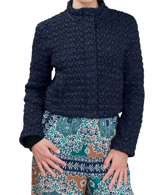 Quilting Puffed Jacket In Navy