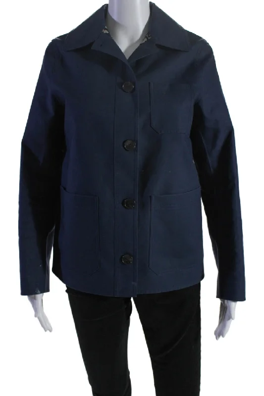 Christian Dior Womens Long Sleeve Five Button Collared Jacket Navy Blue