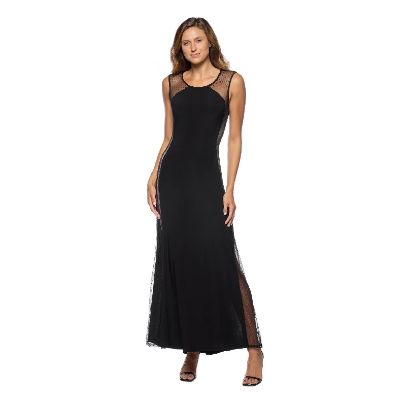 Marina  Long Sleeveless Side Panel Dress