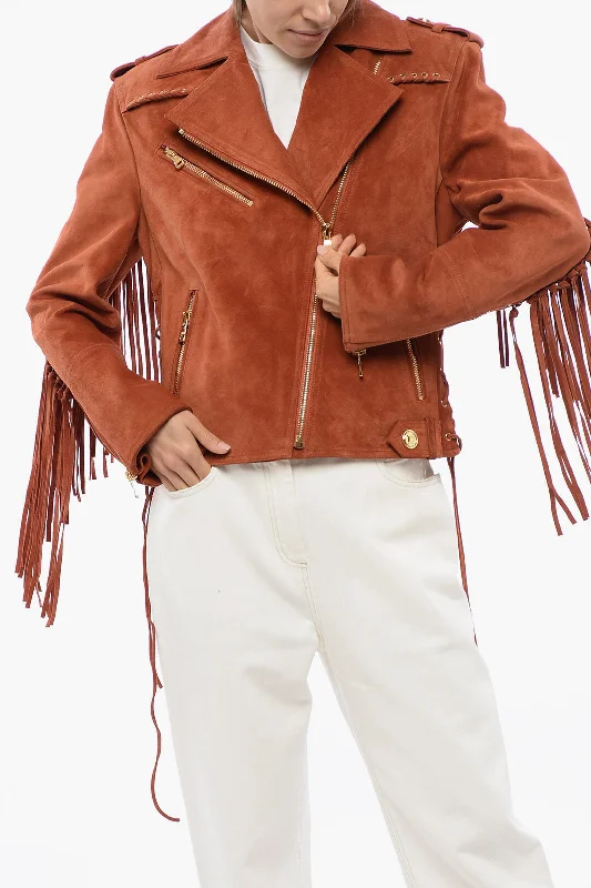 Balmain Fringed Suede Biker Jacket