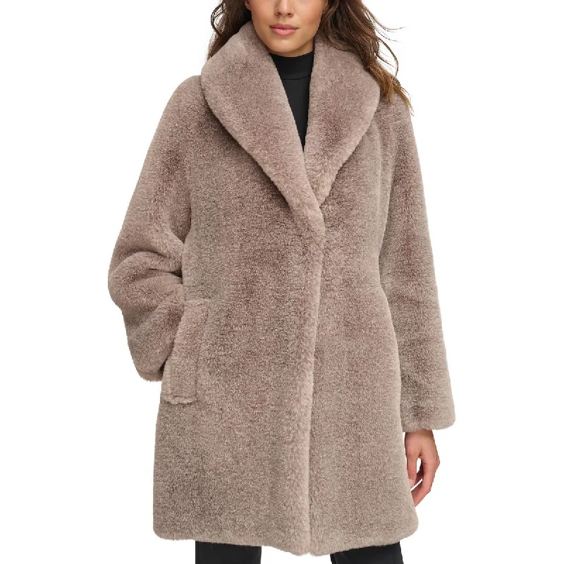 Womens Long Formal Faux Fur Coat