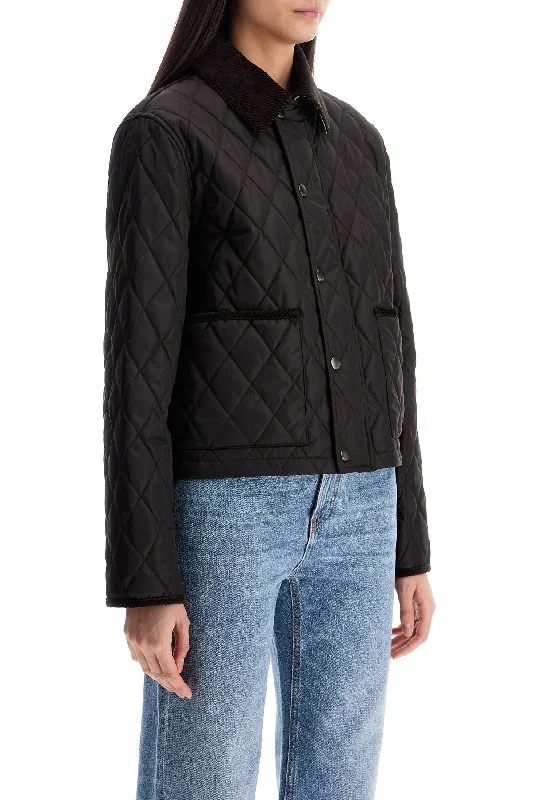 Burberry Black Quilted Nylon Cropped Jacket With High Collar