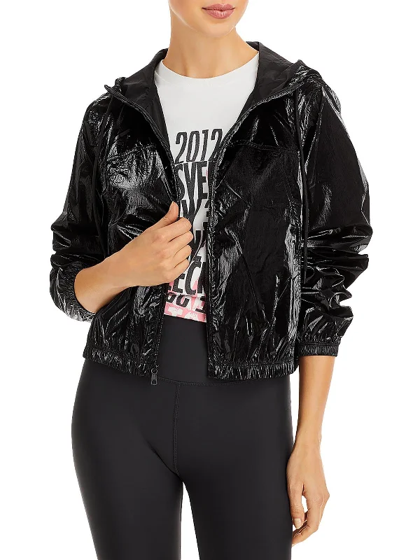 Womens Cropped Long Sleeve Windbreaker Jacket