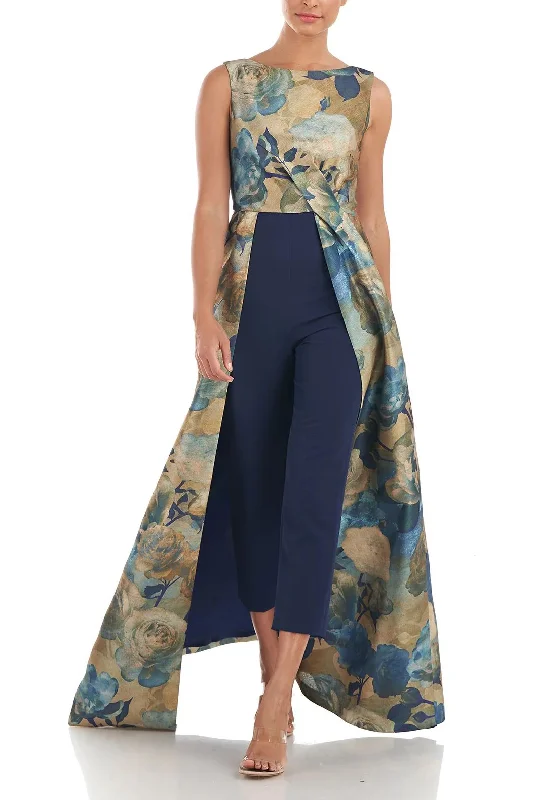 Kay Unger 5548231 Long Sleeveless Formal Floral Print Jumpsuit