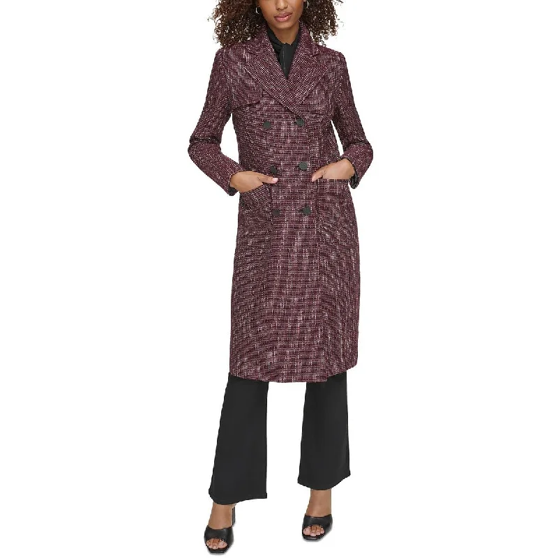 Womens Tweed Double Breasted Long Coat