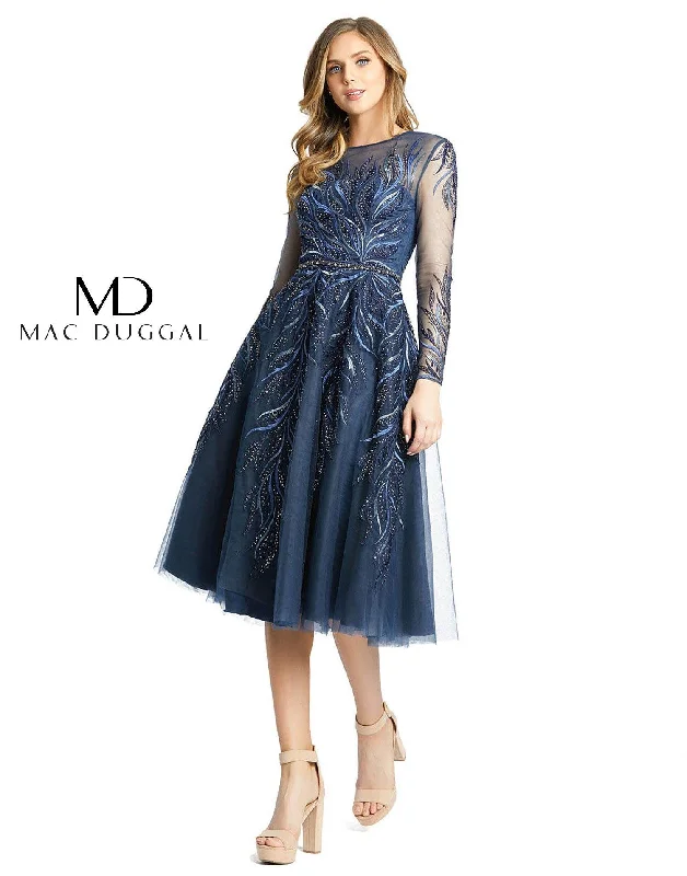 Mac Duggal A11136 Long Sleeve Embroidered Short Dress Sale