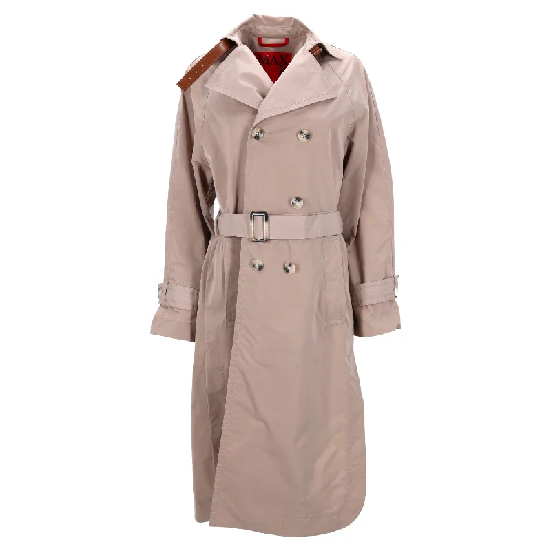 Max & Co Double-Breasted Trench Coat in Beige Polyester