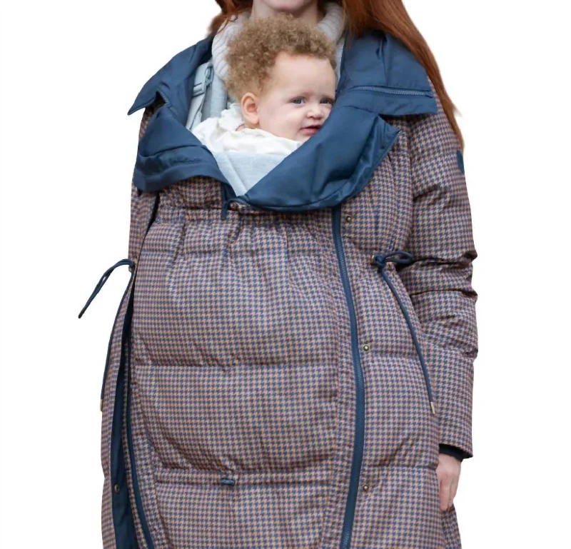 Keeri Houndstooth Puffer Maternity Coat