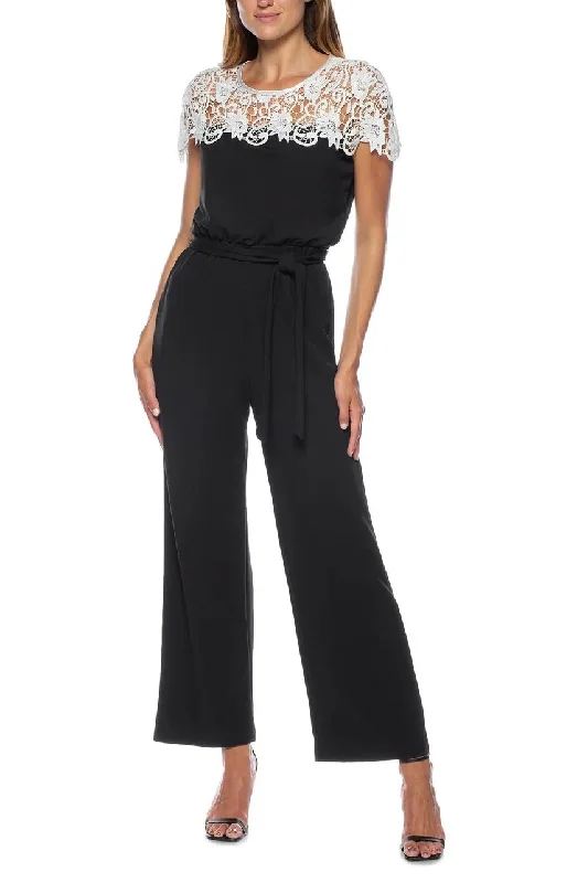 Marina  Illusion Boat Neck Stretch Crepe Jumpsuit