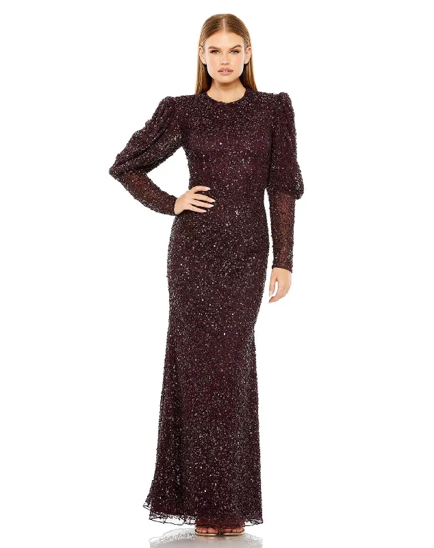 Mac Duggal 24000 Long Puff Sleeve Beaded Dress