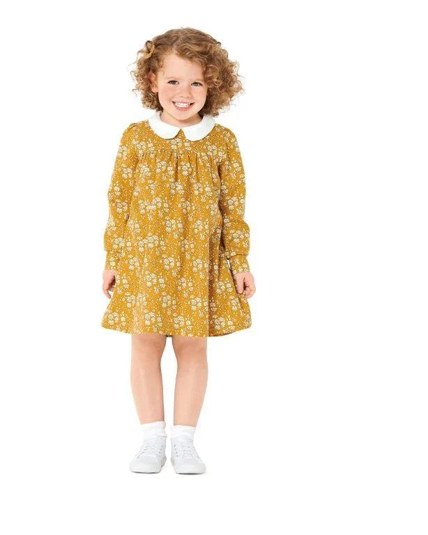 Burda Pattern 9305 Girl's Dress with Yoke – Peter Pan Collar – Hem Frill