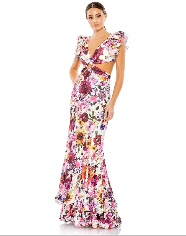 Mac Duggal 68107 Long Floral Print Formal Prom Gown